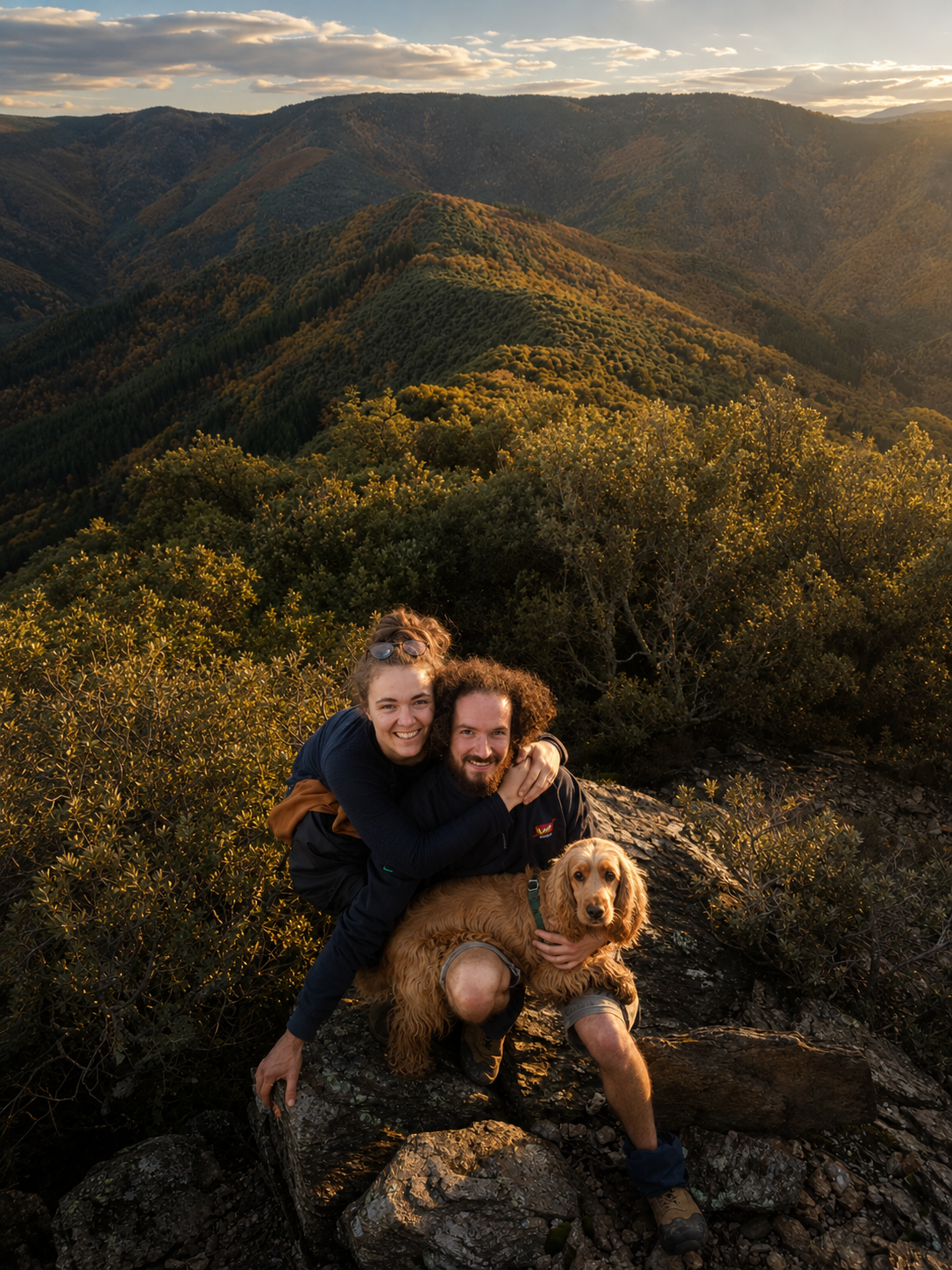 Manon, Alessandro et Brioche dans les Cévennes