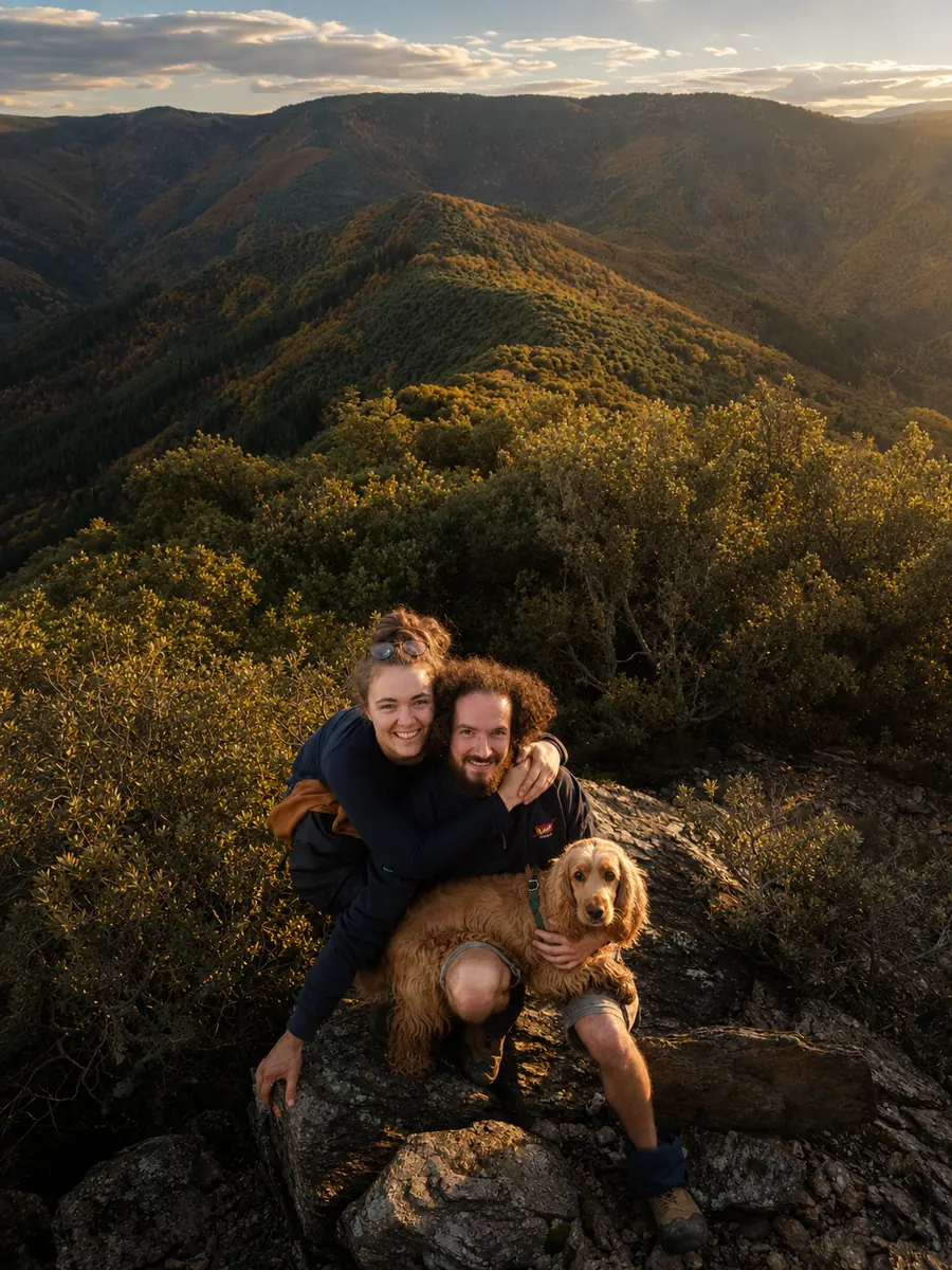 Manon, Alessandro et Brioche dans les Cévennes